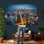 Chicago Wall Art Canvas Print - Chicago City Downtown Night Cityscape