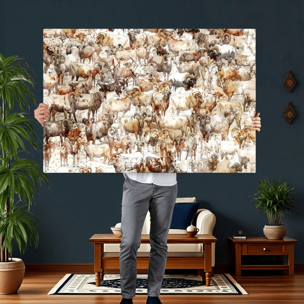 Farmhouse Bighorn Sheep Wall Art Canvas Print