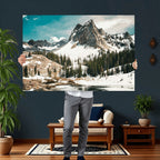 Snowy Mountain Wall Art Canvas Print, Alpine Pine Forest