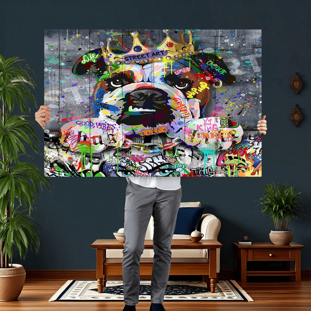 Graffiti Dog Wall Art Decor for Teen Bedroom | Abstract Graffiti Animal Canvas