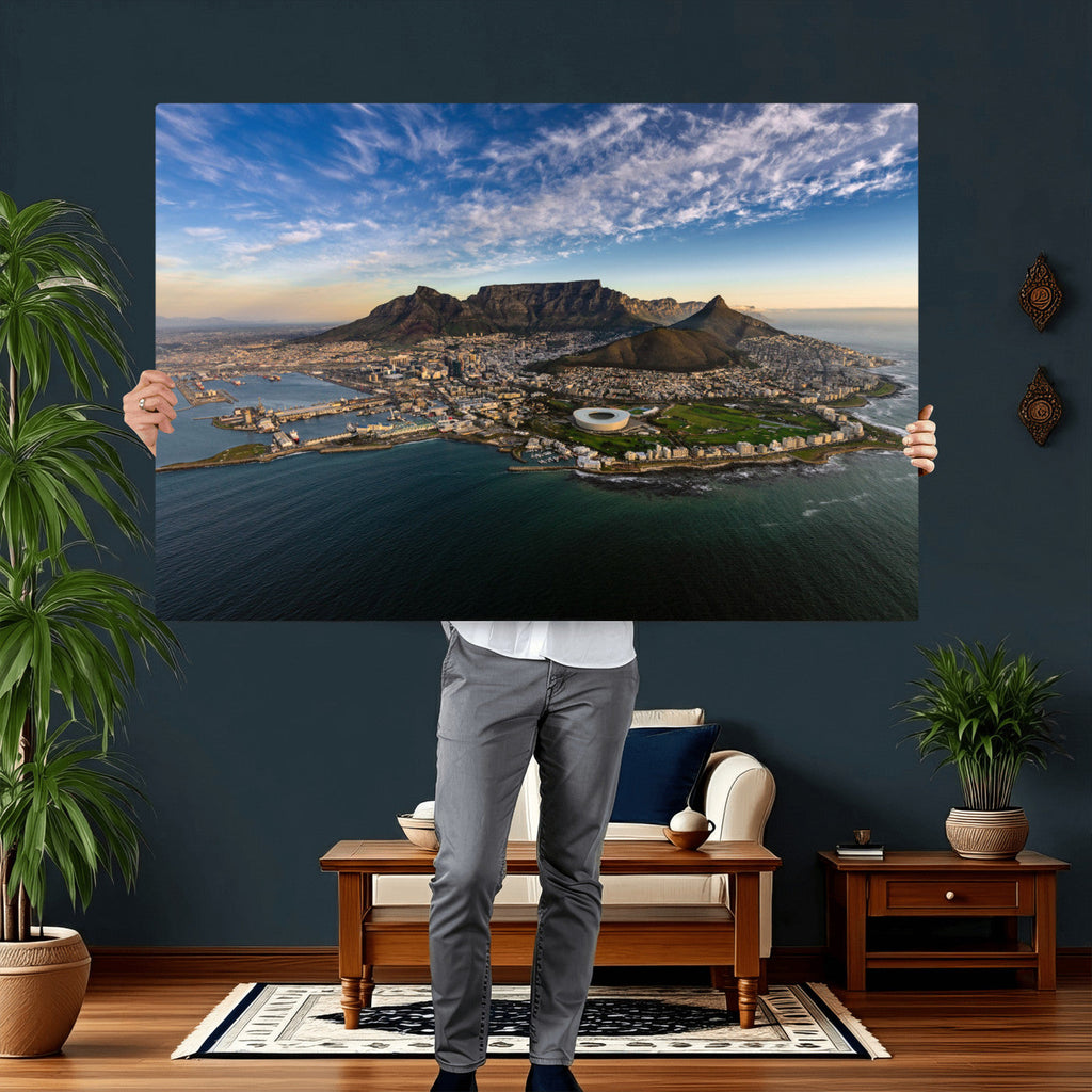 Cape Town Wall Art Canvas Print | Table Mountain Coastal Skyline Panorama
