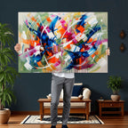 Geometric Abstract Wall Art Canvas Print, Orange Blue