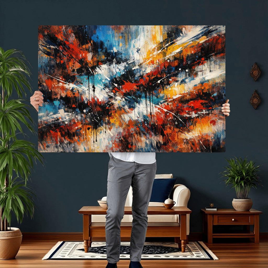 Lyrical Abstract Wall Art Canvas Print, Orange Blue Abstract