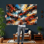 Lyrical Abstract Wall Art Canvas Print, Orange Blue Abstract