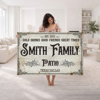 Custom Family Patio Sign Canvas, Personalized Rustic Backyard Decor