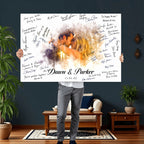 Ink Splash Wedding Guest Book Canvas, Personalized Couple Photo Sign