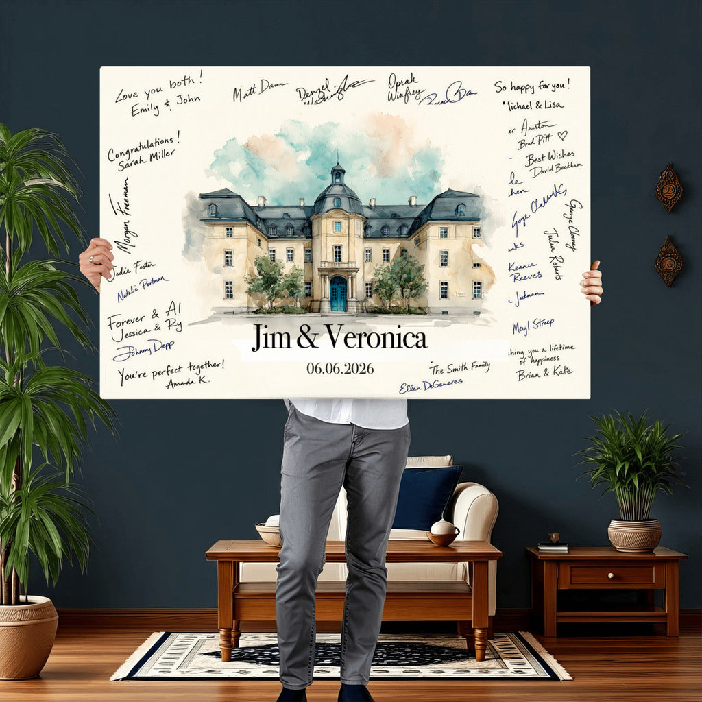 Wedding Venue Guest Book Canvas, Personalized Venue Drawing Sign
