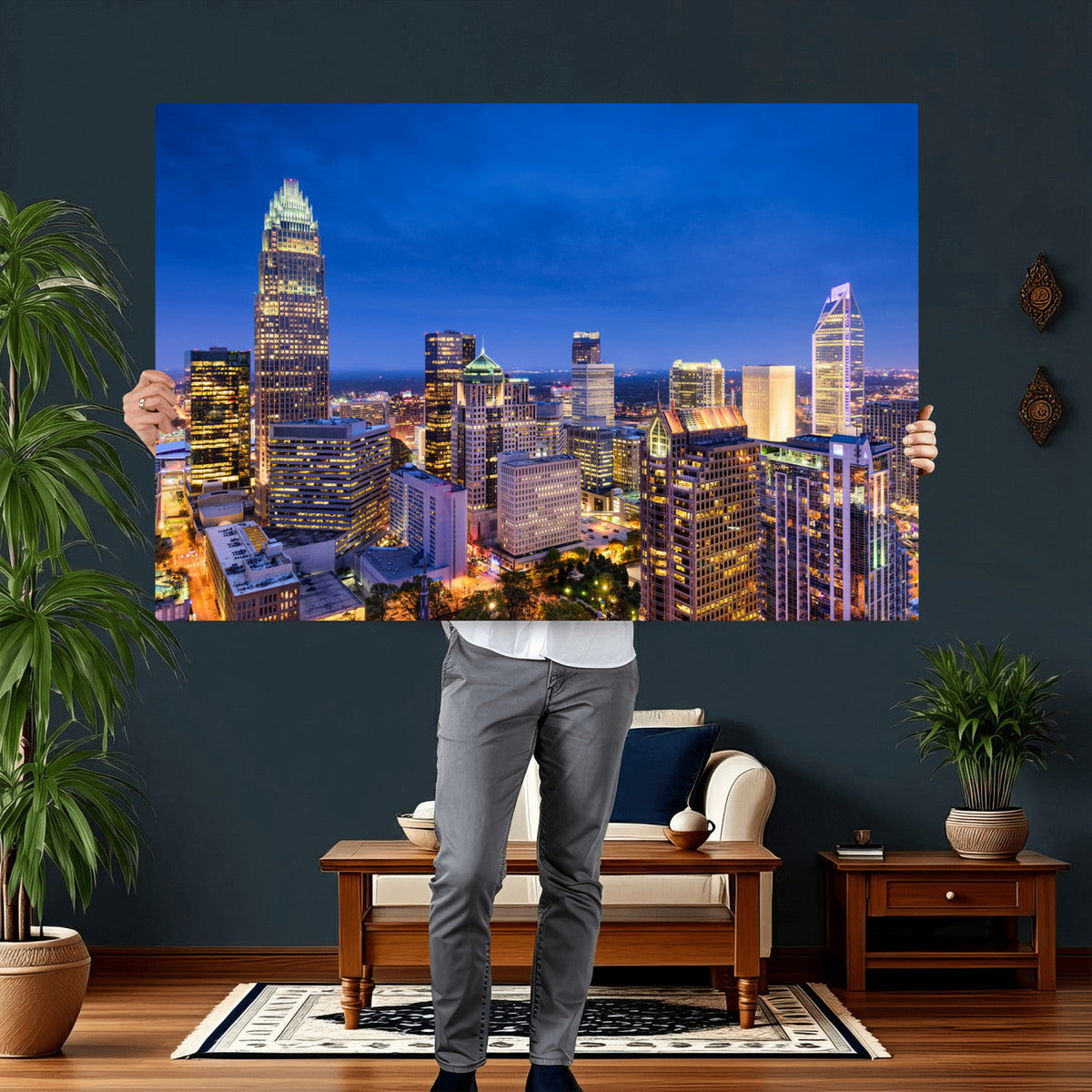 Charlotte Skyline Canvas Wall Art Print | North Carolina Cityscape