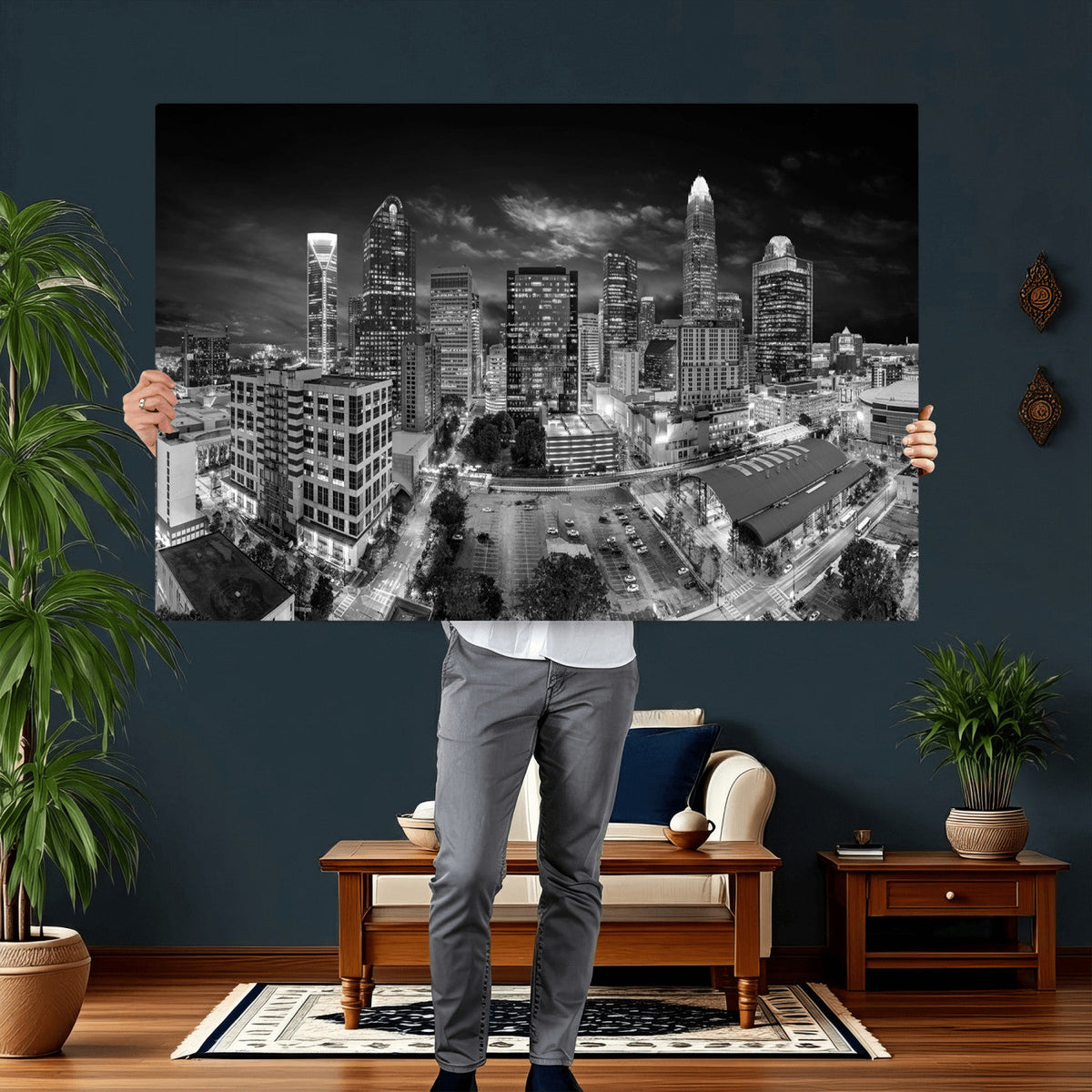 Charlotte Skyline Canvas Wall Art Print | North Carolina Cityscape