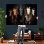 Horse Wall Art Canvas Print, Wild Horses Portrait Photography, Rustic Ranch Decor