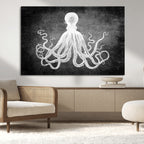 Black White Octopus Wall Art Canvas Print
