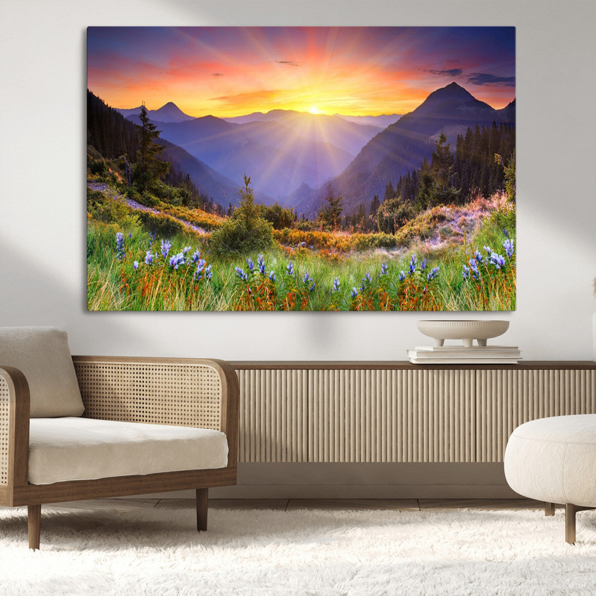 Mountain and Spring Wall Art Canvas Print