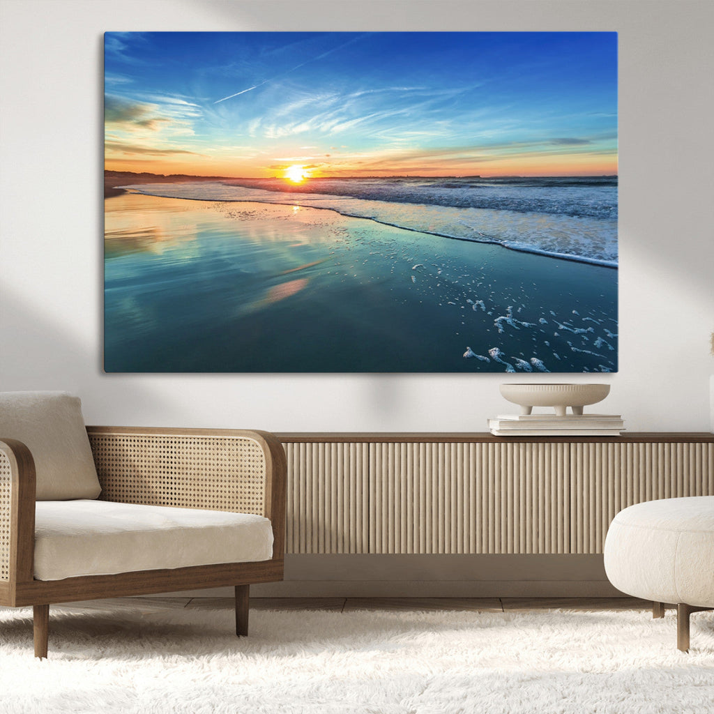 Blue Sky and Beach Wall Art Canvas Print