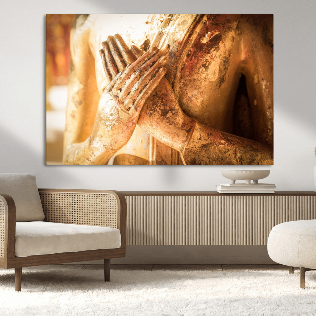 Buddha Statue Hands Wall Art Canvas Print
