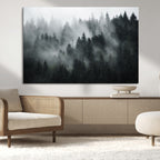 Foggy Forest Wall Art Canvas Print | 3 Panel Large Misty Landscape