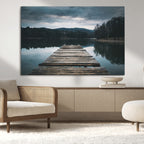 Wooden Bridge Near Lake Wall Art Canvas Print