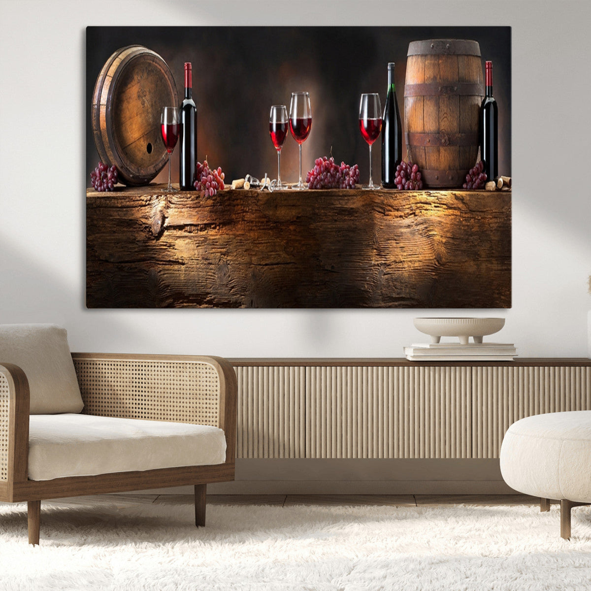 Wine and Barrels Wall Art Canvas Print