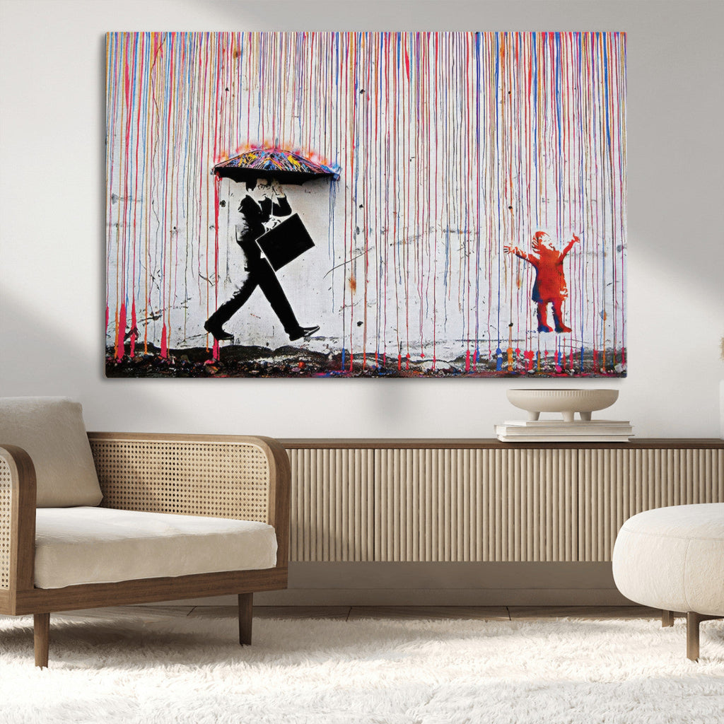 Banksy Wall Art Canvas Print | Framed Graffiti Street Art Picture