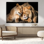 Lion and Lioness Wall Art Canvas Print | African Wildlife Animal Art