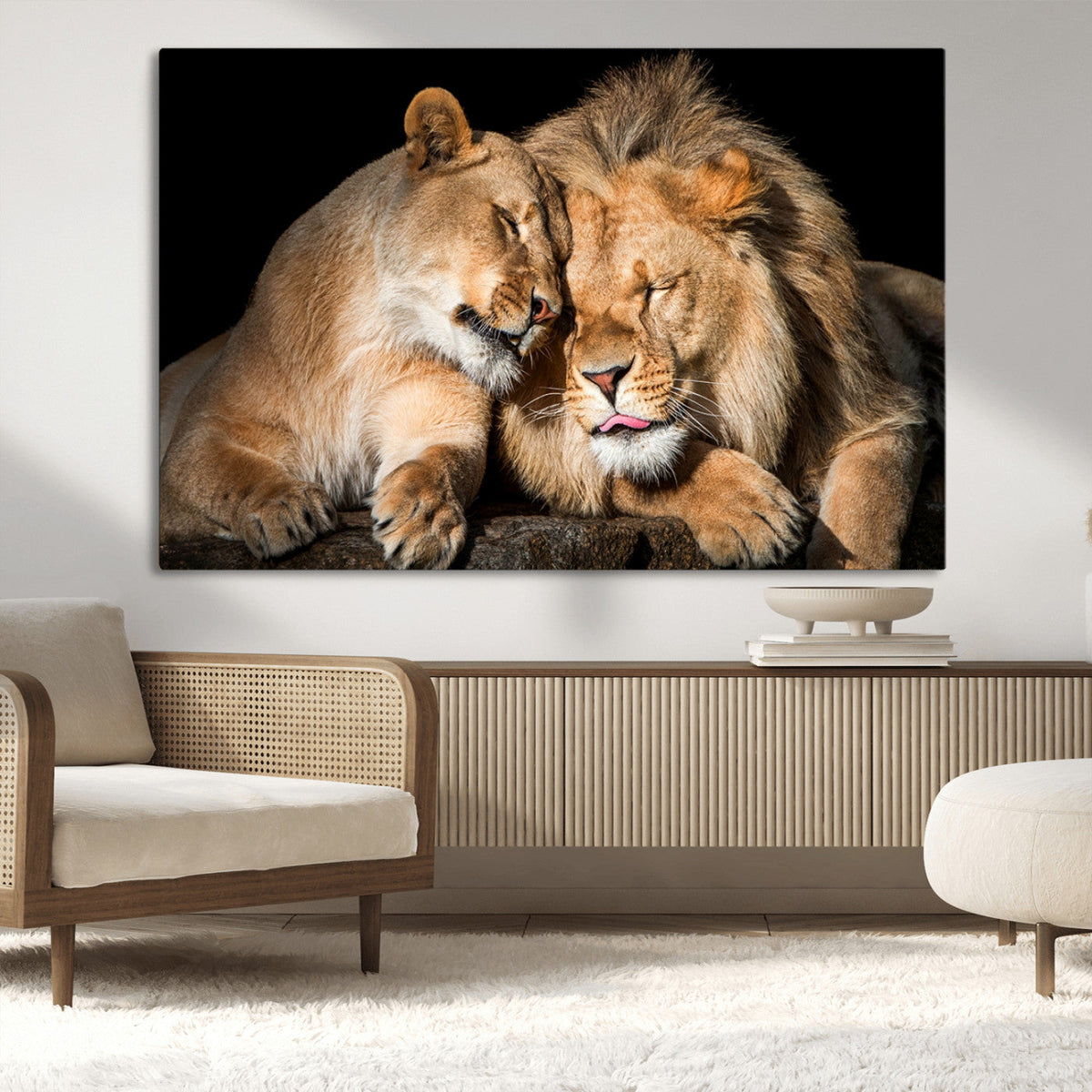 Lion and Lioness Wall Art Canvas Print | African Wildlife Animal Art
