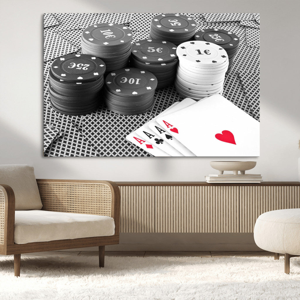 Poker Game Cards Wall Art Canvas, Multi Panel Wall Art