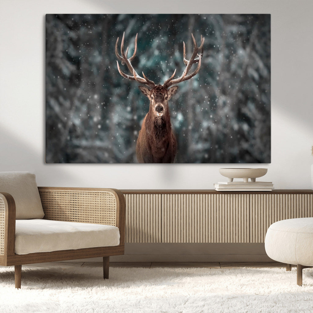 Wall Art Deer Art Animal Canvas, Framed Wall Art Deer Canvas