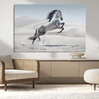 Prancing Horse Desert Large Wall Art Canvas Print, Majestic Horse Animal Artwork