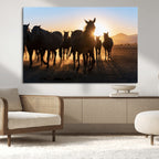 Horse Herd Wall Art Animal Canvas Print