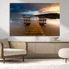 Serene Lake Pier at Sunset Canvas Print | Landscape Wall Art | Ready to Hang