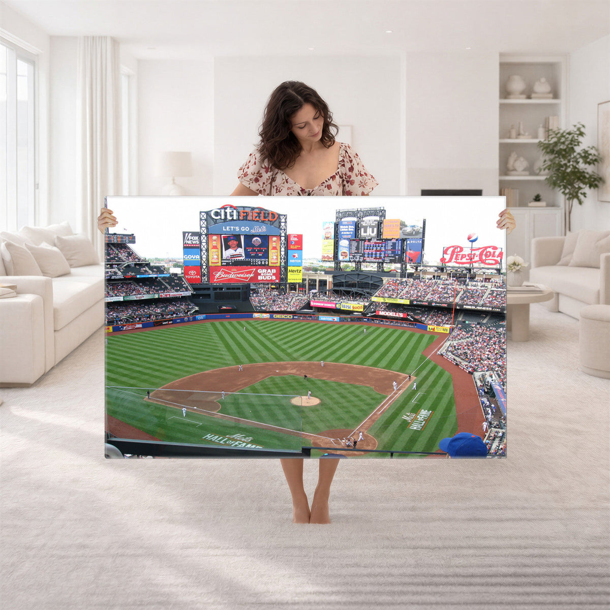 New York Mets Baseball Team Print, Citi Field Baseball Stadium Wall Art