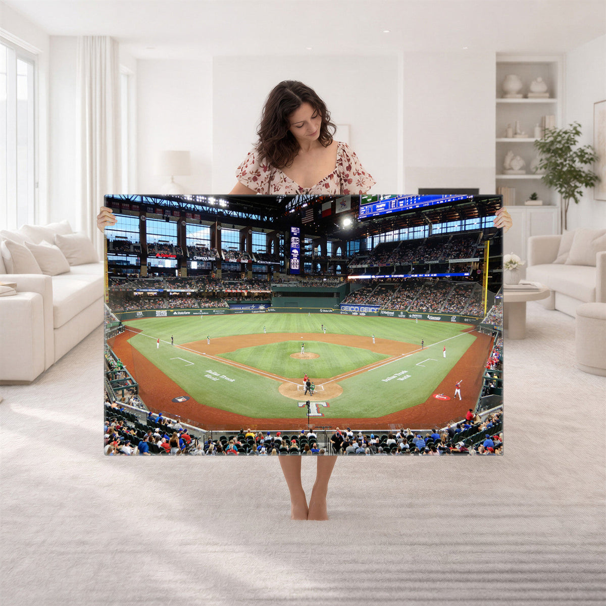 Texas Rangers Baseball Team Print, Arlington Globe Life Field Stadium Wall Art