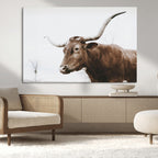 Rustic Bull Wall Art Canvas Print, Modern Longhorn Farmhouse Animal Decor
