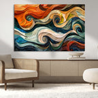 Abstract Wave Wall Art, Ready to Hang Framed Canvas Print | Extra Large 3 Piece Canvas Wall Art