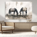 Chinese Ink Style Vintage Horses Wall Art Canvas Print