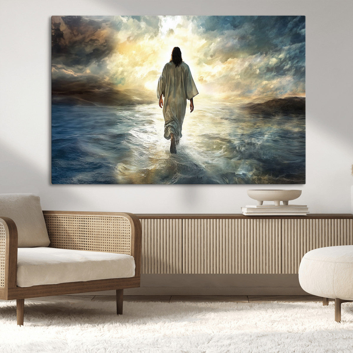 Jesus Walking on Water Wall Art | Canvas Print | Ready to Hang