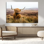 Scottish Highland Cow Canvas Wall Art, Rustic Farmhouse Decor