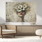 Abstract Floral Women Pastel Wall Art Canvas Print