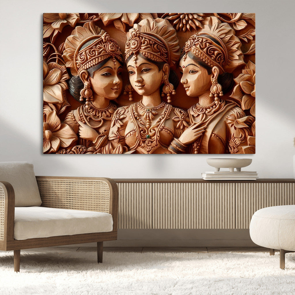 Indian Woman Statue Wall Art Canvas Print