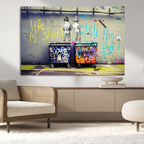 Banksy Life is Short Wall Art, Iconic Graffiti Street Art Canvas Print
