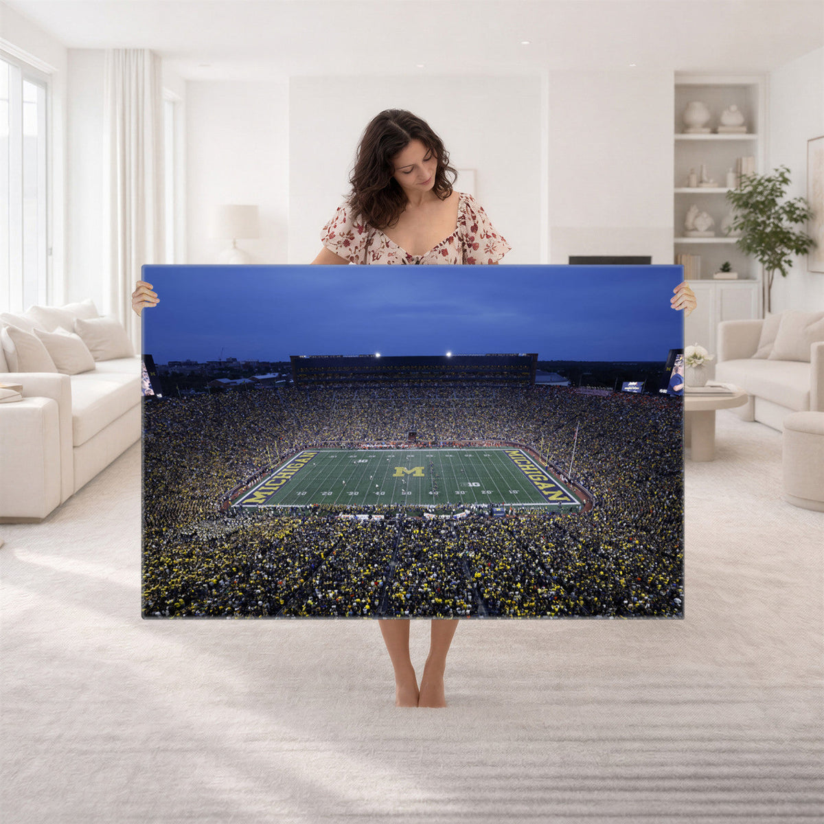 University of Michigan Wolverines Football Team Print, Ann Arbor, Home Bar Wall Decor