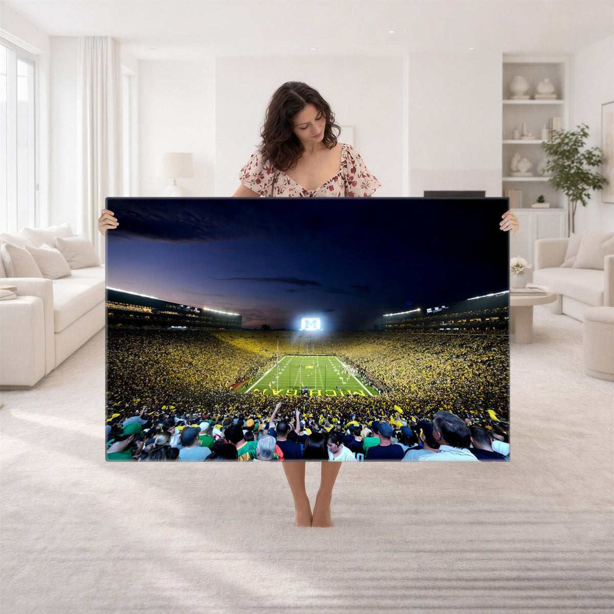 University of Michigan Wolverines Football Team Print, Ann Arbor, Extra Large Game Room Wall Decor