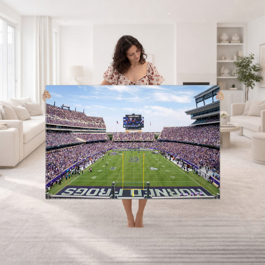 TCU Horned Frogs Football Team Print, Fort Worth Amon G. Carter Stadium, Framed and Ready to Hang
