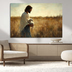 Jesus the Good Shepherd Wall Art Canvas Print, Inspirational Christian Religious Print for Prayer Room