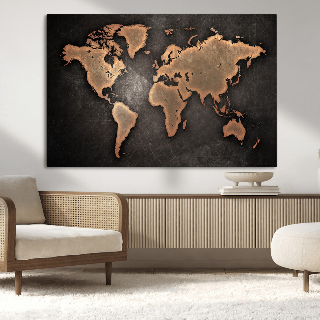 World Map Canvas Print | Framed Travel Map Wall Art for Couples