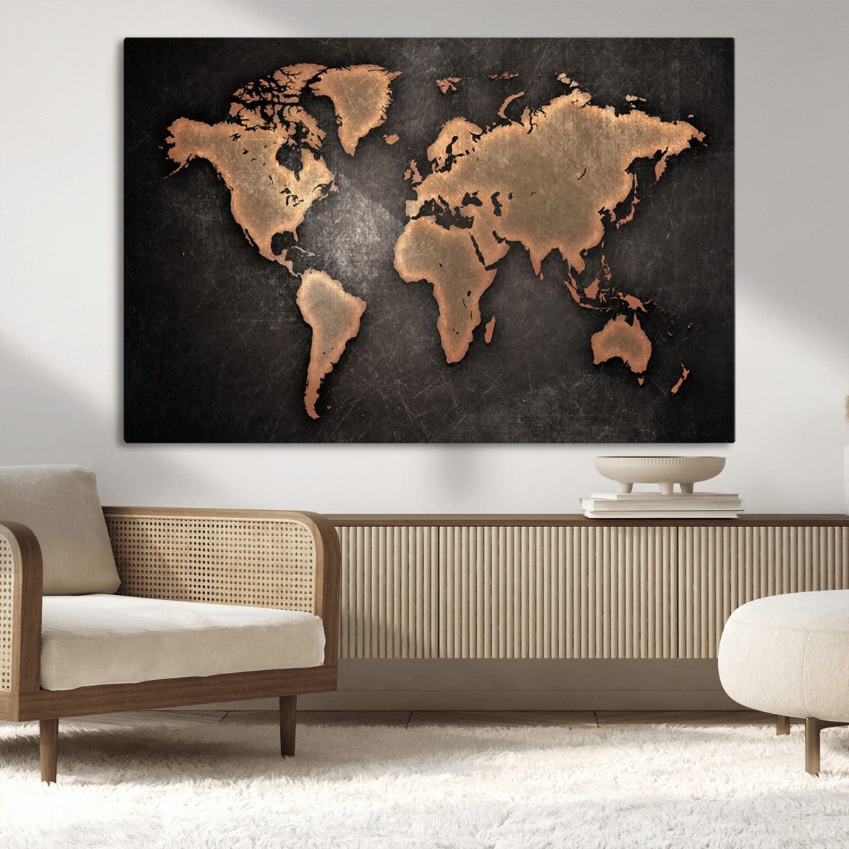World Map Canvas Print | Framed Travel Map Wall Art for Couples
