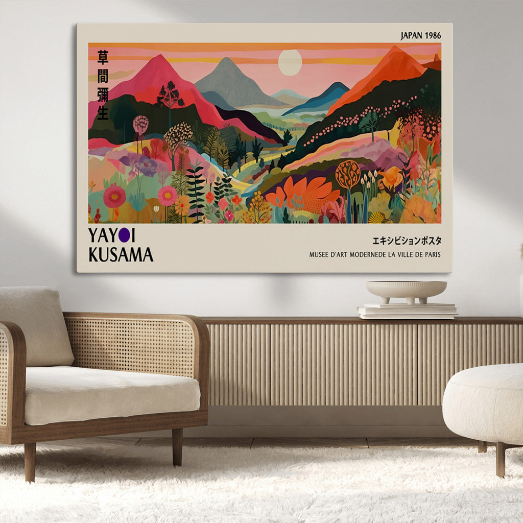 Yayoi 1986 Wall Art Print, Vibrant Wabi Sabi Japanese Abstract Design