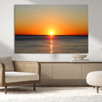 Golden Horizon Sunset Over Ocean Wall Art Canvas Print | Tropical Beach Canvas