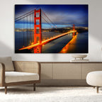 Large Wall Art San Francisco Canvas Print - Wonderful Golden Gate Bridge at Twilight