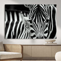 Zebra Wall Art | Zebra Close Up Canvas Print | Framed Black and White Wildlife