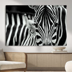 Zebra Wall Art | Zebra Close Up Canvas Print | Framed Black and White Wildlife